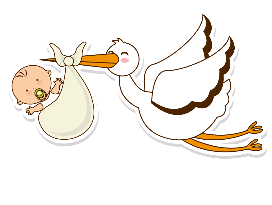 Clipart: Storch mit Baby